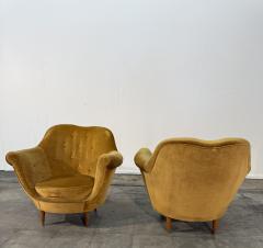 Frederico Munari 2 Velvet Armchairs by Federico Munari w Matching Sofa Available Italy 1950s - 4498606
