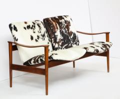 Fredrik Kayser A Fredrik A Kayser Teakwood and Cowhide Settee or Loveseat - 1054157