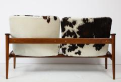 Fredrik Kayser A Fredrik A Kayser Teakwood and Cowhide Settee or Loveseat - 1054165