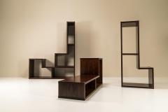 Free Standing Italian Modular Wall Unit Bookcase Veneered Italy 1970s  - 3199753
