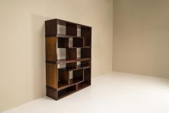 Free Standing Italian Modular Wall Unit Bookcase Veneered Italy 1970s  - 3199756