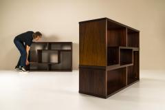 Free Standing Italian Modular Wall Unit Bookcase Veneered Italy 1970s  - 3199757