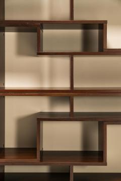 Free Standing Italian Modular Wall Unit Bookcase Veneered Italy 1970s  - 3199759