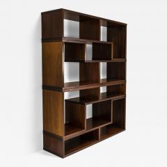 Free Standing Italian Modular Wall Unit Bookcase Veneered Italy 1970s  - 3202330