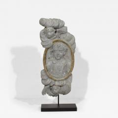 French 17 18th Century Carved Wooden Baroque Panel Depicting A Saint And Angels - 4457775