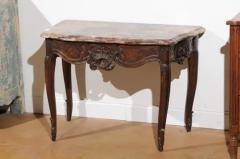 French 1720s R gence Period Walnut Console Table with Original Marble Top - 3424591