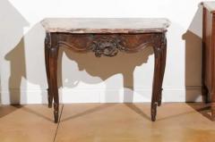French 1720s R gence Period Walnut Console Table with Original Marble Top - 3424593