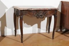 French 1720s R gence Period Walnut Console Table with Original Marble Top - 3424602