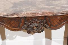 French 1720s R gence Period Walnut Console Table with Original Marble Top - 3424687