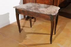 French 1720s R gence Period Walnut Console Table with Original Marble Top - 3424689
