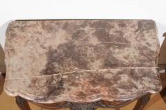French 1720s R gence Period Walnut Console Table with Original Marble Top - 3424693