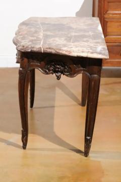 French 1720s R gence Period Walnut Console Table with Original Marble Top - 3424700