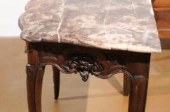 French 1720s R gence Period Walnut Console Table with Original Marble Top - 3424721