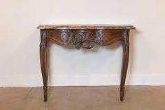 French 1720s R gence Period Walnut Console Table with Original Marble Top - 3736905