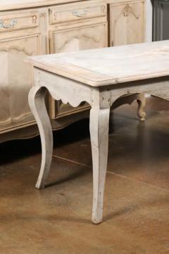 French 1730s R gence Painted Console Table with Carved Apron and Cabriole Legs - 3498496