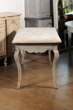 French 1730s R gence Painted Console Table with Carved Apron and Cabriole Legs - 3498608