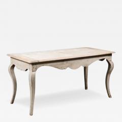 French 1730s R gence Painted Console Table with Carved Apron and Cabriole Legs - 3511655