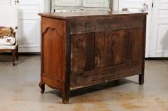 French 1750s Louis XV Period Walnut Buffet with Star Inlay and Carved Shells - 3441818