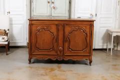 French 1750s Louis XV Period Walnut Buffet with Star Inlay and Carved Shells - 3441993