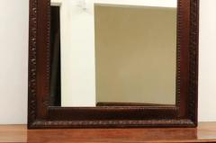 French 1750s Oak Trumeau Mirror with Large Carved Rinceaux and Floral Bouquet - 3441826