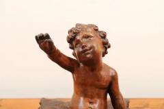 French 1780s Baroque Style Walnut Sculpture of a Putto Sitting on a Pillow - 3461633