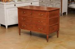 French 1790s Louis XVI Period Cherry Three Drawer Commode with Fluted Side Posts - 3491472