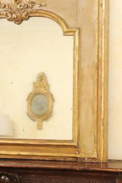 French 1790s Painted Trumeau Mirror with Original Oil on Canvas Floral Painting - 3451067