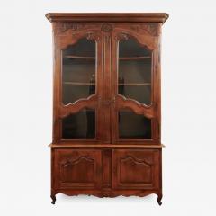 French 1790s Walnut Buffet Deux Corps with Glass Doors and Carved Motifs - 3453061