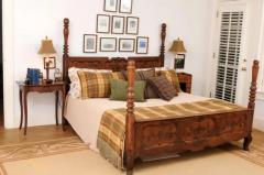 French 1790s Walnut Side Table with Side Drawer Curving Legs and Carved Apron - 3485334