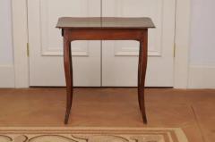 French 1790s Walnut Side Table with Side Drawer Curving Legs and Carved Apron - 3485342