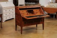 French 1790s Walnut and Cherry Slant Front Desk with Marquetry Geometric Decor - 3544464