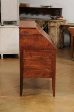 French 1790s Walnut and Cherry Slant Front Desk with Marquetry Geometric Decor - 3544532