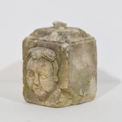 French 17th 18th Century Baroque Hand Carved Stone Head Ornament - 4120950