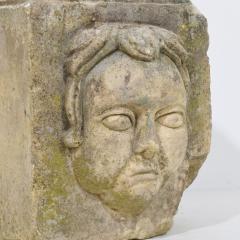 French 17th 18th Century Baroque Hand Carved Stone Head Ornament - 4121040