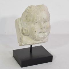 French 17th 18th Century Carved Stone Angel Head Ornament - 4119383