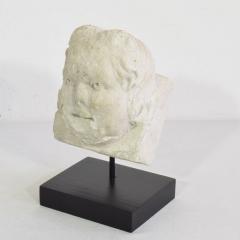 French 17th 18th Century Carved Stone Angel Head Ornament - 4119387
