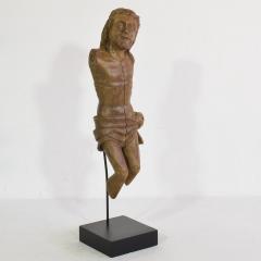 French 17th Century Weathered Carved Oak Christ Fragment - 4119330