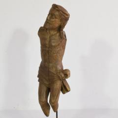 French 17th Century Weathered Carved Oak Christ Fragment - 4119347