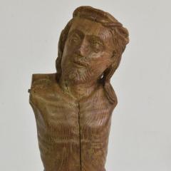 French 17th Century Weathered Carved Oak Christ Fragment - 4119400