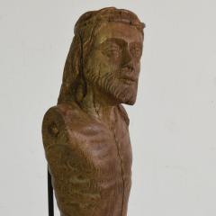 French 17th Century Weathered Carved Oak Christ Fragment - 4119421