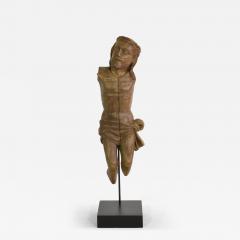 French 17th Century Weathered Carved Oak Christ Fragment - 4187831