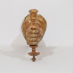 French 17th century Baroque Carved Gildwood Arm Wall Sconce Candle Holder - 4114321