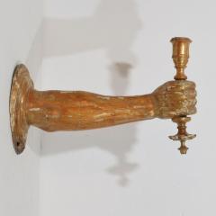 French 17th century Baroque Carved Gildwood Arm Wall Sconce Candle Holder - 4114431