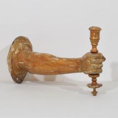 French 17th century Baroque Carved Gildwood Arm Wall Sconce Candle Holder - 4114440