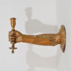 French 17th century Baroque Carved Gildwood Arm Wall Sconce Candle Holder - 4114443