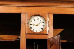 French 1800s Cherry Buffet Deux Corps with Glass Doors Clock and Drawers - 3491488