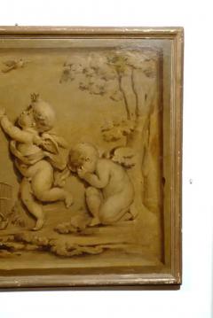 French 1820s Horizontal Grisaille Painting Depicting Cherubs Chasing a Bird - 3415122