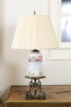 French 1820s Porcelain Oil Lamp Transformed into a Table Lamp Wired for the US - 3485425