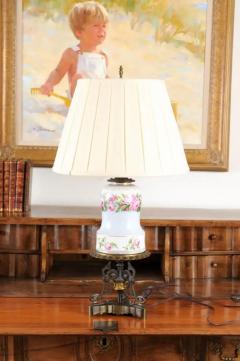 French 1820s Porcelain Oil Lamp Transformed into a Table Lamp Wired for the US - 3485426