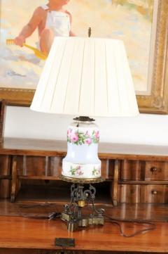 French 1820s Porcelain Oil Lamp Transformed into a Table Lamp Wired for the US - 3485440